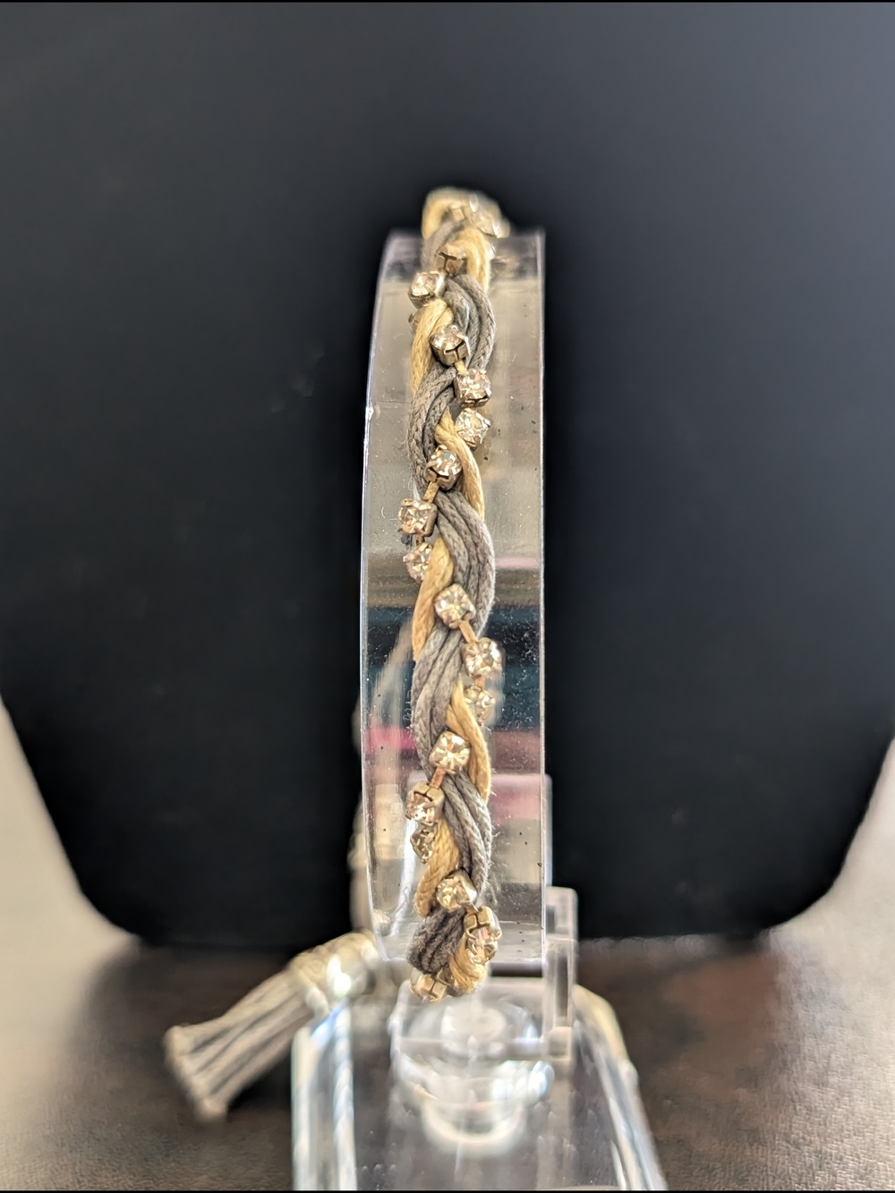 Rose Gonzales Braided Crystal Accent Bracelet - Gray & Gold